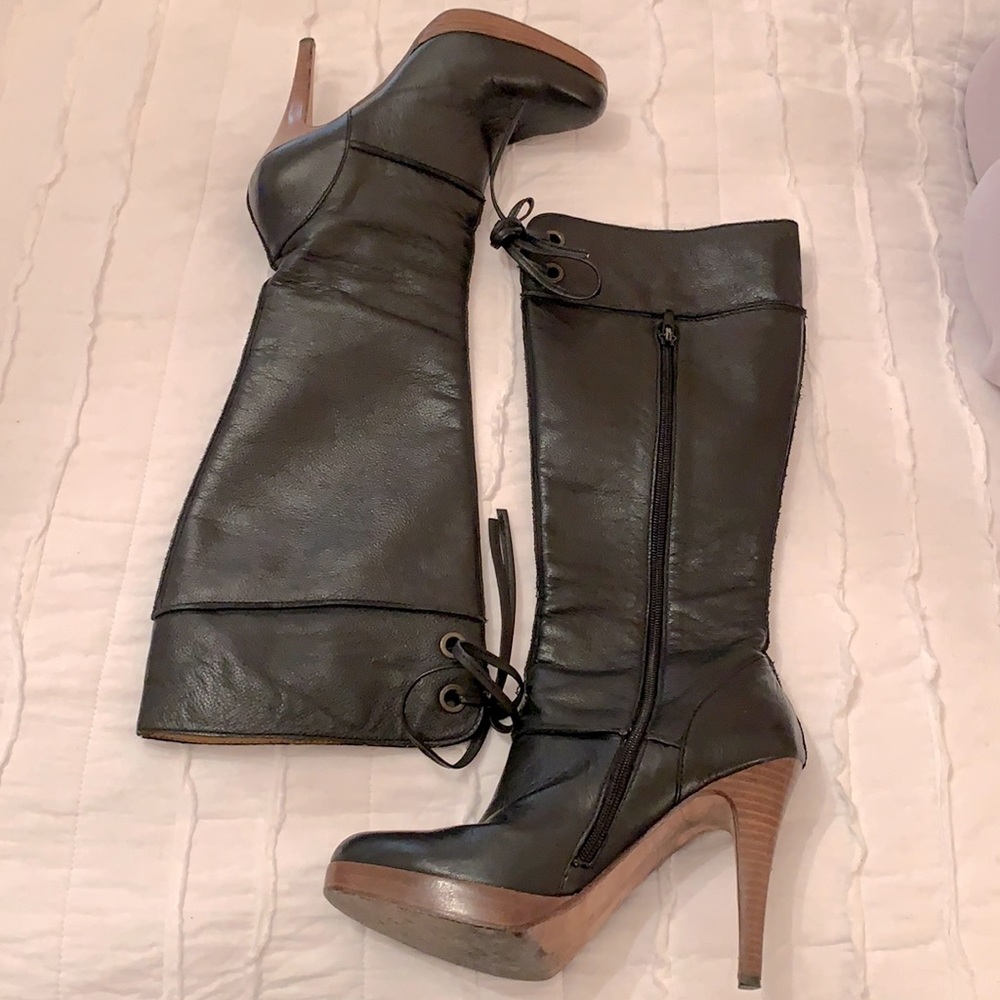 Luciah Black Leather Boots